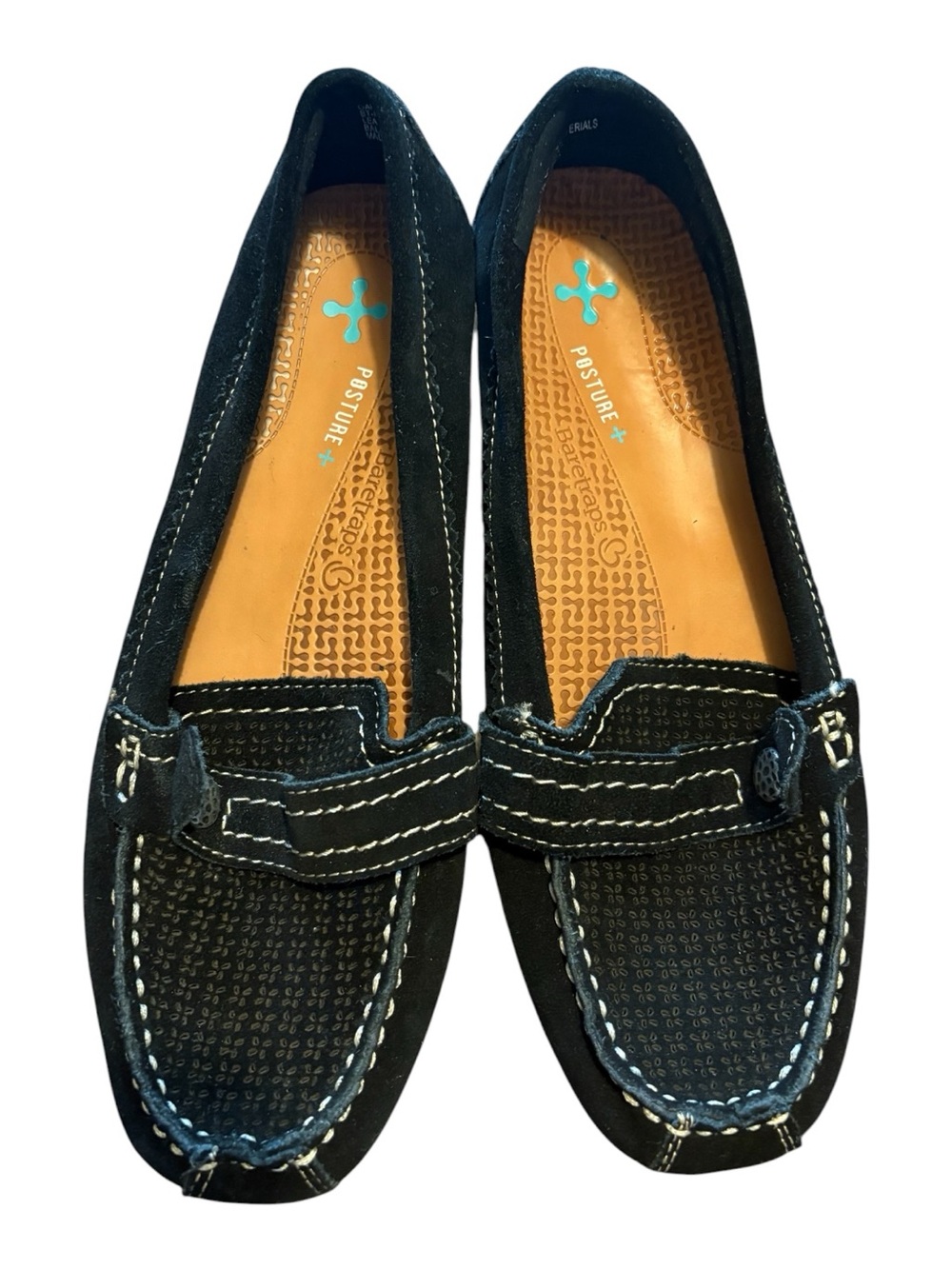 BareTraps Posture Black Suede Moc Toe Driving Loafers size 7.5
